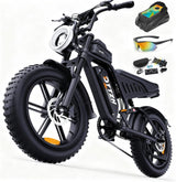 Electric Bicycle with Removable Battery, Dual Suspension, 7-Speed Gears, 20-Inch Fat Tires, LCD Display, Adult Use
