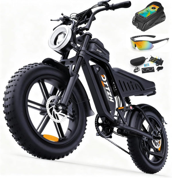 Electric Bicycle with Removable Battery, Dual Suspension, 7-Speed Gears, 20-Inch Fat Tires, LCD Display, Adult Use