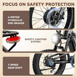 26" Dual Motor Electric Fat Tyre Mountain Bike 48V 30Ah Full Suspension AWD