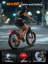 26" Electric Fat Tyre Mountain Bike 250W 48V 18Ah 7-Speed with Rear Rack