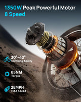 Electric Bicycle with Removable 48V Battery, Full Suspension, 7-Speed Gears, 26-Inch Fat Tires