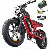 Electric Bicycle with Removable Battery, Dual Suspension, 7-Speed Gears, 20-Inch Fat Tires, LCD Display, Adult Use