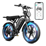 Electric Bicycle with Removable 48V Battery, Dual Suspension, 7-Speed Gears, 20-Inch Fat Tires, LCD Display