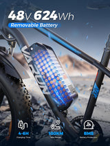 26" Electric Fat Tyre Mountain Bike 250W 48V 13Ah 7-Speed LCD Display