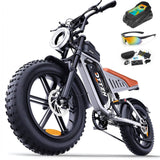 Electric Bicycle with Removable Battery, Dual Suspension, 7-Speed Gears, 20-Inch Fat Tires, LCD Display, Adult Use