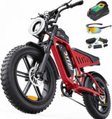 Electric Bicycle with Removable Battery, Dual Suspension, 7-Speed Gears, 20-Inch Fat Tires, LCD Display, Adult Use