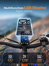26" Electric Fat Tyre Mountain Bike 250W 48V 18Ah 7-Speed with Rear Rack