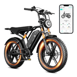 Electric Bicycle with Removable 48V Battery, Dual Suspension, 7-Speed Gears, 20-Inch Fat Tires, LCD Display