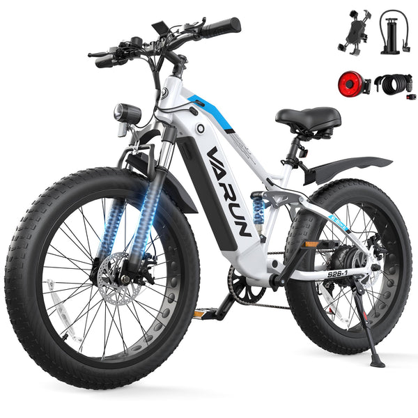 26" Electric Fat Tyre Mountain Bike 250W 48V 13Ah 7-Speed LCD Display
