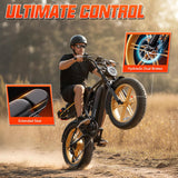 Electric Bicycle with 1500W Motor, 48V 15Ah Removable Battery, 7-Speed Gears, 20-Inch Wheels
