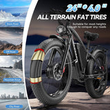 Electric Bicycle with Dual Assist, Removable 52V Battery, 7-Speed Gears, 24-Inch Fat Tires