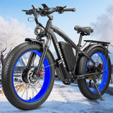 Electric Bicycle with Dual Assist, Removable 52V Battery, 7-Speed Gears, 24-Inch Fat Tires