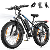 26" Electric Fat Tyre Mountain Bike 250W 48V 18Ah 7-Speed with Rear Rack