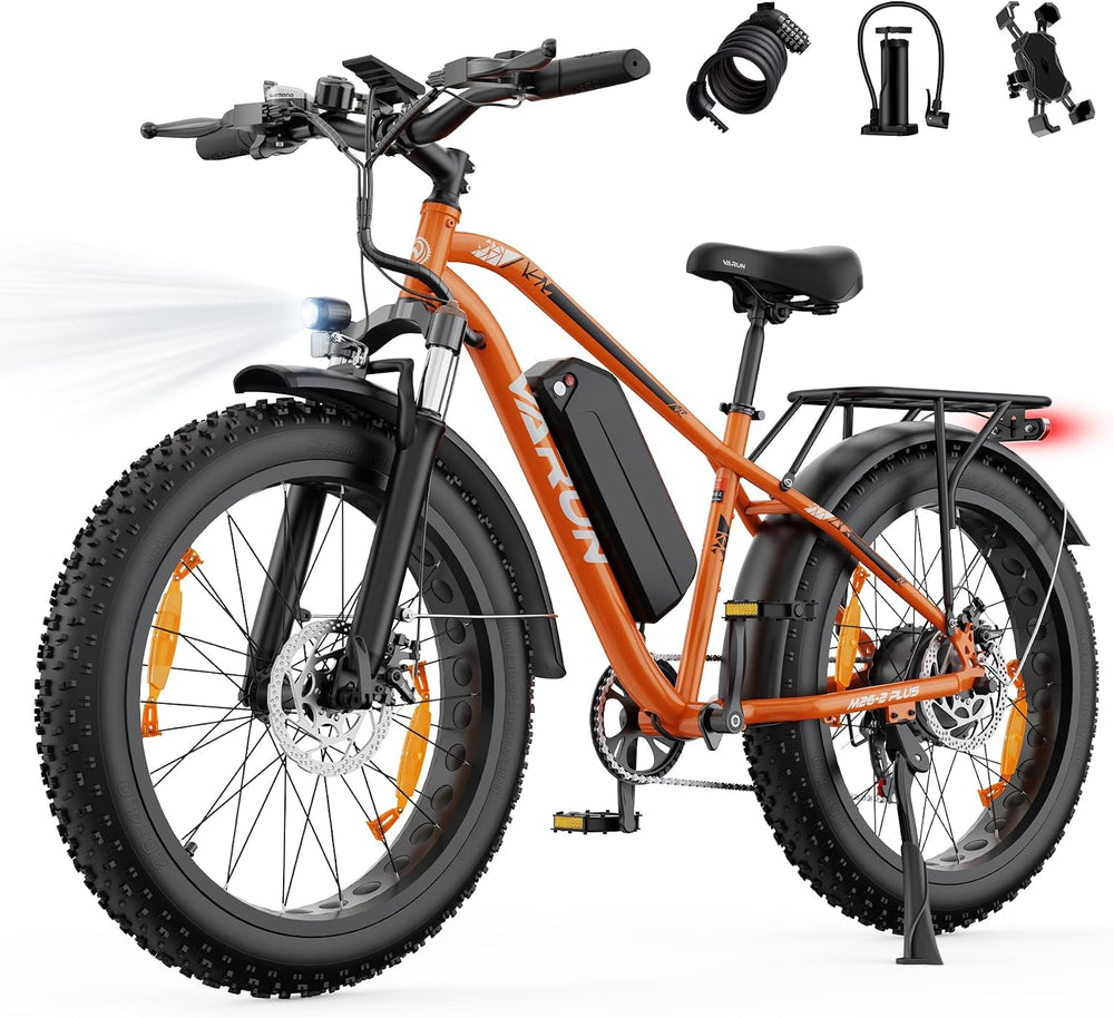 26" Electric Fat Tyre Mountain Bike 250W 48V 18Ah 7-Speed with Rear Rack