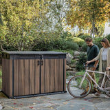 Horizontal Storage Shed with Hydraulic Lid, Double Doors & Lockable Design